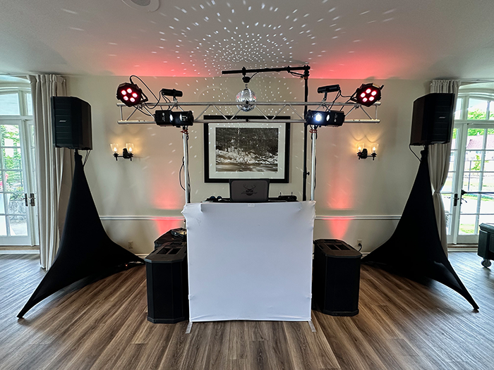 DJ setup ready for a wedding dance at Windermere House